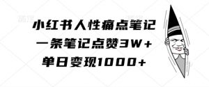 小红书人性痛点笔记，一条笔记点赞3W+，单日变现1k-八爪鱼资源库