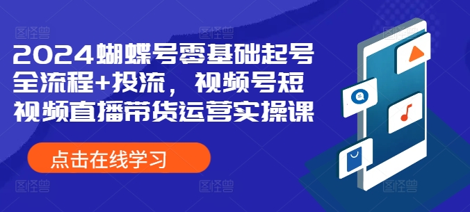 2024蝴蝶号零基础起号全流程+投流,视频号短视频直播带货运营实操课-八爪鱼资源库
