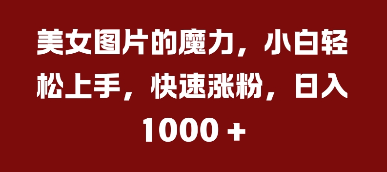 美女图片的魔力,小白轻松上手,快速涨粉,日入几张【揭秘】-八爪鱼资源库