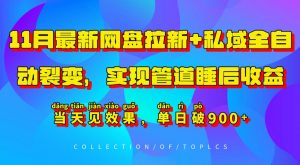 11月最新网盘拉新+私域全自动裂变,实现管道睡后收益,当天见效果,单日破900+-八爪鱼资源库