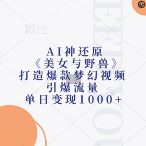AI神还原《美女与野兽》，打造爆款梦幻视频，引爆流量，单日变现1k-八爪鱼资源库