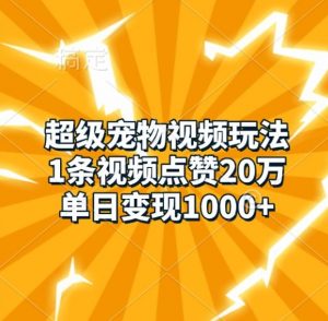 超级宠物视频玩法,1条视频点赞20万,单日变现1k-八爪鱼资源库