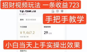 招财视频玩法，一条视频收益723，手把手教学，小白当天可上手-八爪鱼资源库