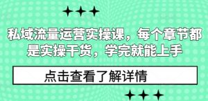 私域流量运营实操课,每个章节都是实操干货,学完就能上手-八爪鱼资源库