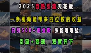 2025自热引流天花板，一条视频能带来四位数的收益，引流+变现双管齐下，日引500+创业粉，涨粉嘎嘎猛-八爪鱼资源库