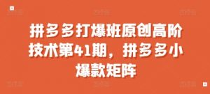 拼多多打爆班原创高阶技术第41期，拼多多小爆款矩阵-八爪鱼资源库