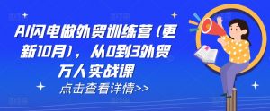 AI闪电做外贸训练营(更新25年1月),从0到3外贸万人实战课-八爪鱼资源库