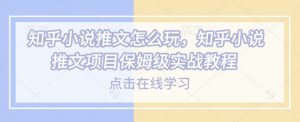 知乎小说推文怎么玩，知乎小说推文项目保姆级实战教程-八爪鱼资源库