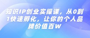 知识IP创业实操课，从0到1快速孵化，让你的个人品牌价值百W-八爪鱼资源库