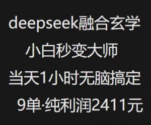 抖音小红书deepseek融合玄学，纯小白秒变大师，当天1小时无脑搞定9单，纯利润上千-八爪鱼资源库