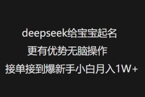 deepseek给宝宝起名更有优势无脑操作接单接到爆新手小白月入1W+-八爪鱼资源库