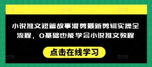 小说推文短篇故事混剪最新剪辑实操全流程，0基础也能学会小说推文教程，肯干多发日入多张-八爪鱼资源库