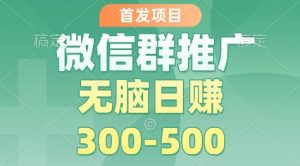 首发项目，微信群推广掘金，多号矩阵无脑日入3-5张【揭秘】-八爪鱼资源库