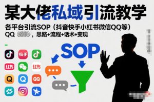 某大佬私域引流教学，各平台引流SOP（抖音快手小红书微信QQ等），思路+流程+话术+变现-八爪鱼资源库
