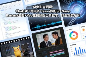 AI电影大师课：ChatGPT写脚本+Suno做配乐+Nano Banana生图+Veo生视频，打造爆款短片-八爪鱼资源库