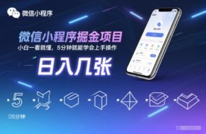 微信小程序掘金项目，日入几张，小白一看就懂，5分钟就能学会上手操作【揭秘】-八爪鱼资源库