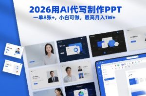2026用AI代写制作PPT，一单8张+，小白可做，最高月入1W+-八爪鱼资源库