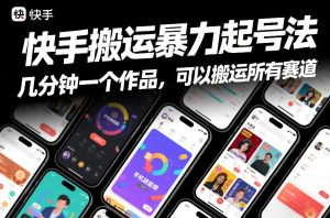 快手搬运暴力起号法，几分钟一个作品，手机就能做，可以搬运所有赛道-八爪鱼资源库