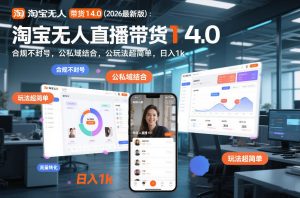 淘宝无人直播带货14.0（2026最新版）：合规不封号，公私域结合，玩法超简单，日入1k+【揭秘】-八爪鱼资源库