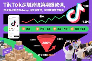 TikTok深圳跨境第2期爆款课，20天实战吃透TikTok Shop运营与变现，实现跨境变现翻倍-八爪鱼资源库