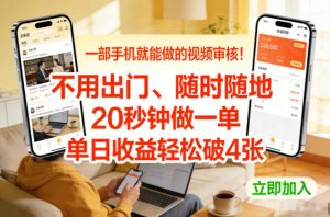 一部手机就能做的视频审核！不用出门，随时随地，20秒钟做一单，单日收益轻松破4张【揭秘】-八爪鱼资源库