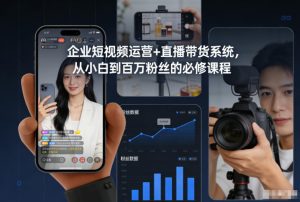 企业短视频运营+直播带货系统，从小白到百万粉丝的必修课程-八爪鱼资源库
