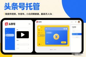 头条号AI托管，我提供视频，你发布，小白闭眼躺賺，最高月入5k+【揭秘】-八爪鱼资源库