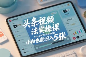 头条视频玩法实操课，从0-1全细节头条所有问题，小白也能日入5张-八爪鱼资源库