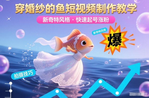 穿婚纱的鱼短视频制作教学,新奇特风格,快速起号涨粉-八爪鱼资源库