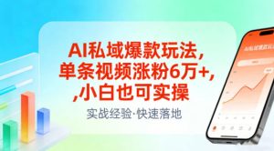 AI私域爆款玩法,单条视频涨粉6W+,小白也可实操-八爪鱼资源库
