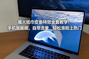 爆火纸巾变鱼特效全套教学!手机就能做,自带流量,轻松涨粉上热门-八爪鱼资源库