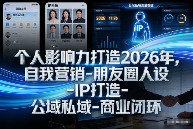 个人影响力打造2026年，自我营销-朋友圈人设-IP打造-公域私域-商业闭环-八爪鱼资源库