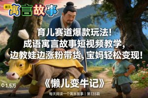 育儿赛道爆款玩法！成语寓言故事短视频教学，边教娃边涨粉带货，宝妈轻松变现！-八爪鱼资源库