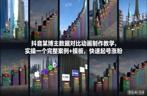 抖音某博主数据对比动画制作教学，实操完整案例+模板，快速起号涨粉-八爪鱼资源库