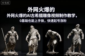外网火爆的AI古希腊雕像视频制作教学，0基础也能上手做，快速起号涨粉-八爪鱼资源库