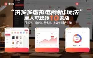 拼多多虚拟电商新玩法,单人可玩转10家店,零成本、成交快、转化快,单店单日盈利3张【揭秘】-八爪鱼资源库