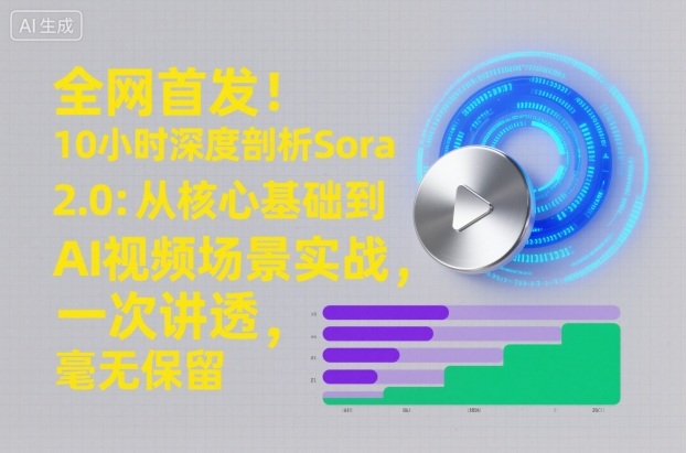 全网首发!10小时深度剖析Sora 2.0:从核心基础到AI视频场景实战,一次讲透,毫无保留-八爪鱼资源库
