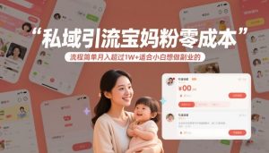 私域引流宝妈粉零成本流程简单月入超过1W+适合小白想做副业的-八爪鱼资源库