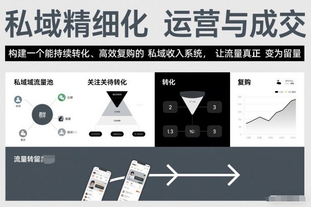 私域精细化运营与成交,构建一个能持续转化、高效复购的私域收入系统,让流量真正变为留量-八爪鱼资源库