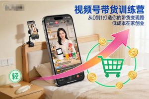 视频号带货训练营，从0到1打造你的带货变现路，低成本在家创业-八爪鱼资源库