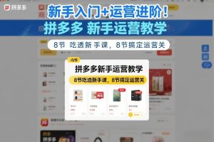 新手入门+运营进阶！拼多多新手运营教学，8节吃透新手课，8节搞定运营关-八爪鱼资源库