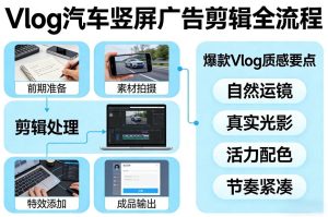 Vlog感觉汽车竖屏广告剪辑脚本全流程，拿捏爆款Vlog质感-八爪鱼资源库