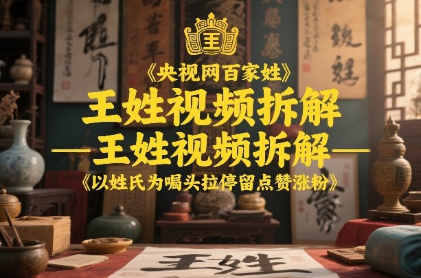央视网百家姓–王姓视频拆解,以姓氏为噱头拉停留点赞涨粉-八爪鱼资源库