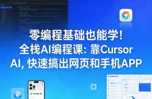零编程基础也能学!全栈AI编程课:靠Cursor AI,快速搞出网页和手机APP-八爪鱼资源库