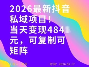26年最新抖音私域玩法，当天变现4张+，可复制可粘贴，新手小白可做-八爪鱼资源库