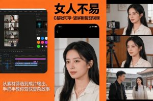 0基础可学！《女人不易》竖屏剧情剪辑课，从素材筛选到成片输出，手把手教你驾驭复杂故事-八爪鱼资源库