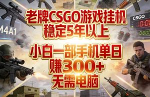 老牌CSGO游戏挂G，稳定5年以上，小白一部手机单日賺3张+，无需电脑【揭秘】-八爪鱼资源库