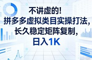不讲虚的！拼多多虚拟类目实操打法，长久稳定矩阵复制，日入1K【揭秘】-八爪鱼资源库