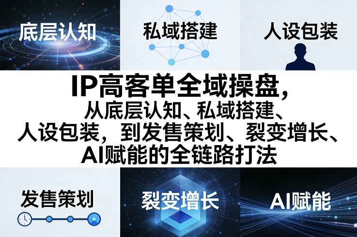 IP高客单全域操盘，从底层认知、私域搭建、人设包装，到发售策划、裂变增长、AI赋能的全链路打法-八爪鱼资源库