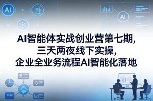 AI智能体实战创业营第七期,三天两夜线下实操,企业全业务流程AI智能化落地(26年1月20-22号)-八爪鱼资源库